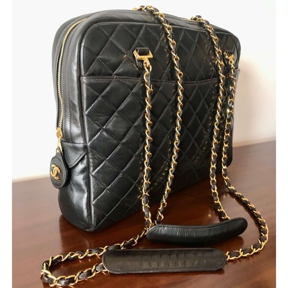 CHANEL Matelasse Handbag vintage FRANCE Exceptional Authentic Chain Blk Leather - Picture 6 of 17